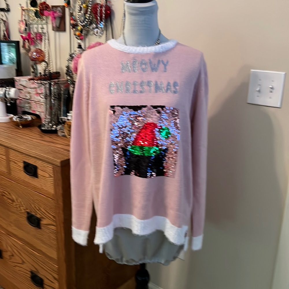 😺. Merry Christmas cat sweater size large never worn